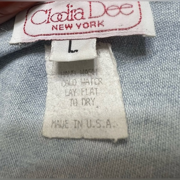 VTG 80s Clodia Dee Studded Denim‎ Top Sz Large Long Sleeve Shoulder Pads Women - Picture 6 of 8